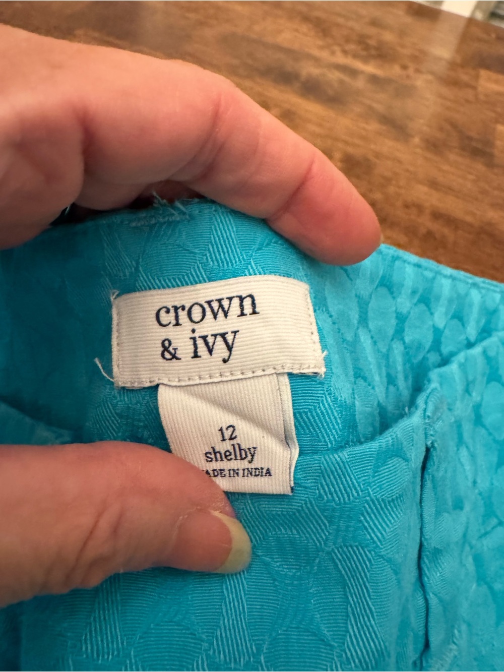 crown & ivy Teal Scalloped Hem High Waist Shorts - Picture 3 of 6